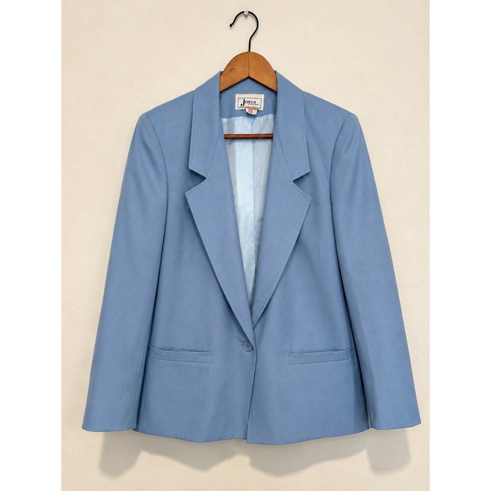 VTG Joyce Sportswear Light Blue Womens Suit Blazer Knee Length Skirt Corporate - Picture 6 of 6